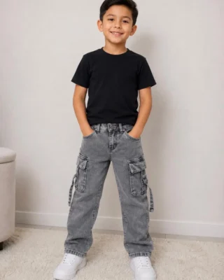 Cargo en jean gris