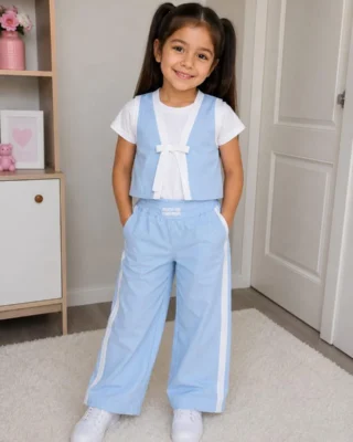 Conjunto azul en drill pantalón, chaleco