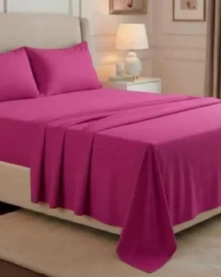 Juego de sábanas en tela fría para cama doble de 120 y 140 cm, color fucsia