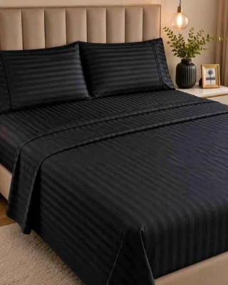 Juego de sábanas en tela fría para cama doble de 120 y 140 cm, color negro