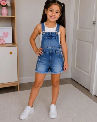 Overol short azul medio