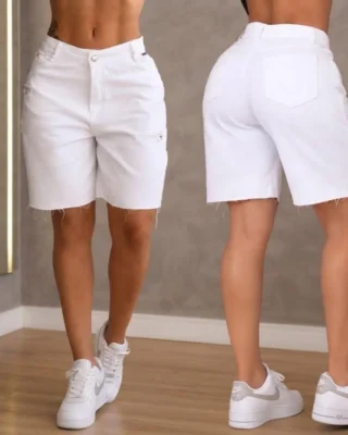 Bermuda en jean, blanca