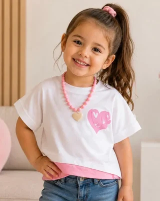 Blusa collar blanca con rosado
