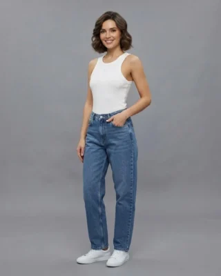 Body en tela rib, blanco