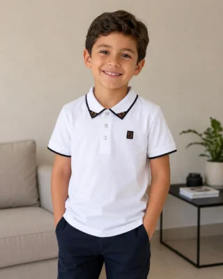 Camiseta polo en tela fría, blanca
