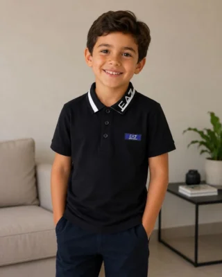 Camiseta polo en tela fría, negra