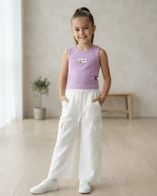 Conjunto, blanco / lila