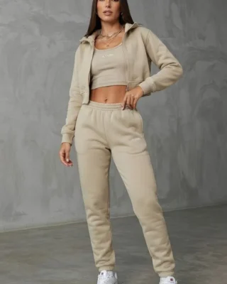 Conjunto trio sudadera, beige